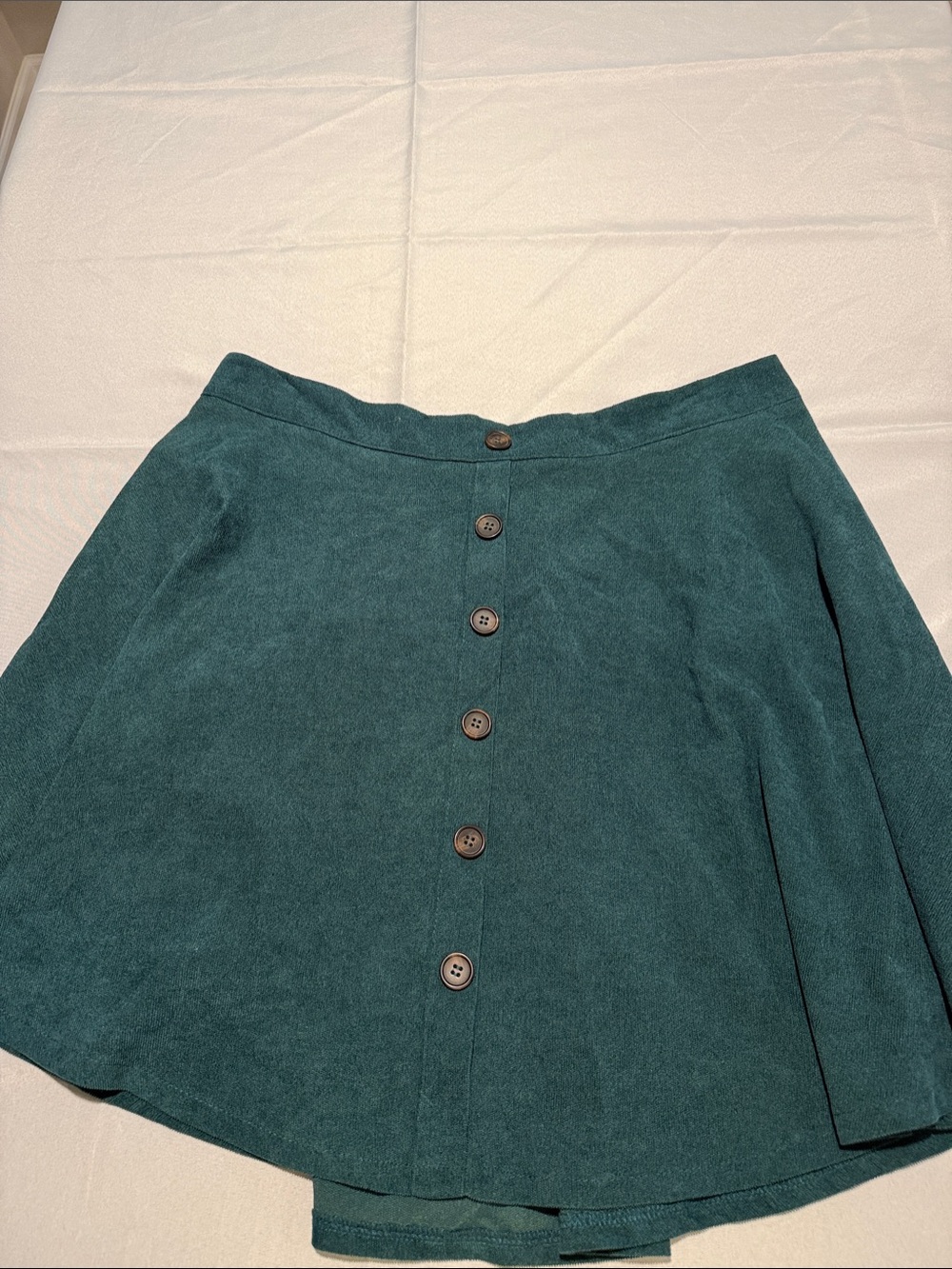 Teal Button-Front Mini Skirt